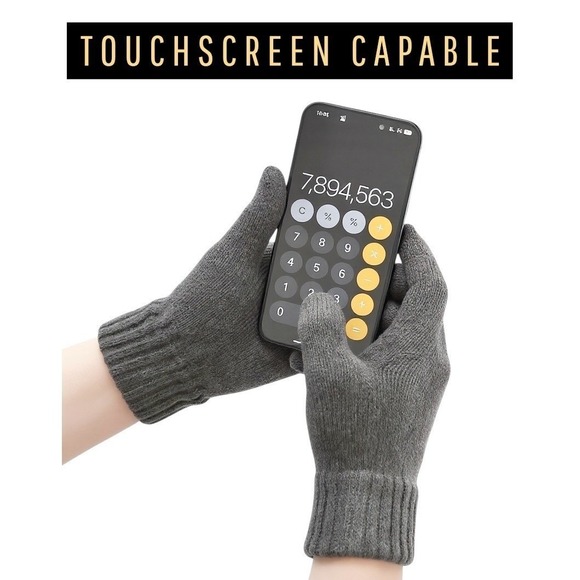 Unisex Alpaca Velvet Blend Winter Thermal Driving Gloves Gray OS Touchscreen NEW - Picture 2 of 7